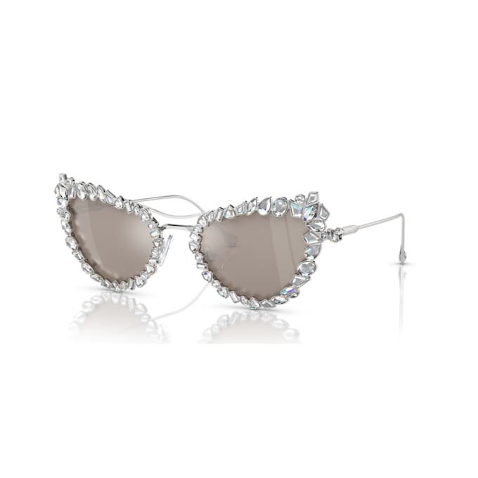 2-i-1 solbriller med klips, i markant cat-eye-form, Sk7011, hvid 2-i-1 solbriller med klips, i markant cat-eye-form, Sk7011, hvid
