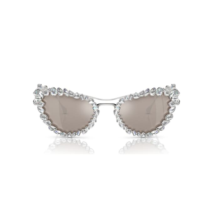 2-i-1 solbriller med klips, i markant cat-eye-form, Sk7011, hvid 2-i-1 solbriller med klips, i markant cat-eye-form, Sk7011, hvid