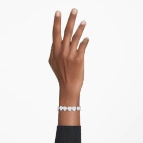 Ariana Grande X Swarovski-armbånd med blandede slibninger, hjerte, hvid, rhodineret