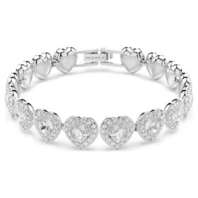 Ariana Grande X Swarovski-armbånd med blandede slibninger, hjerte, hvid, rhodineret