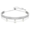Ariana Grande X Swarovski armbånd med krystalperler, rundslibning, hvid, rhodineret