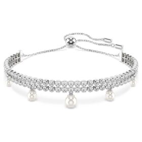 Ariana Grande X Swarovski armbånd med krystalperler, rundslibning, hvid, rhodineret