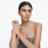 Ariana Grande X Swarovski armbånd med krystalperler, rundslibning, hvid, rhodineret