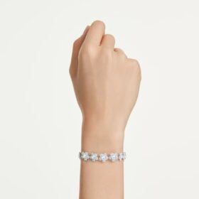 Ariana Grande X Swarovski armbånd, rundslibet, blomst, hvid, rhodineret