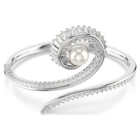 Ariana Grande X Swarovski armring med krystalperler, baguetteslibning, hvid, rhodineret