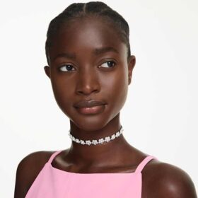Ariana Grande X Swarovski Choker med krystalperle, rundslibet, hvid, rhodineret