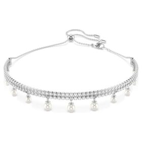 Ariana Grande X Swarovski Choker med krystalperle, rundslibet, hvid, rhodineret