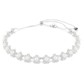 Ariana Grande X Swarovski Choker med krystalperle, rundslibet, hvid, rhodineret