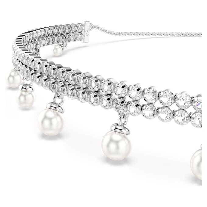 Ariana Grande X Swarovski Choker med krystalperle, rundslibet, hvid, rhodineret Ariana Grande X Swarovski Choker med krystalperle, rundslibet, hvid, rhodineret