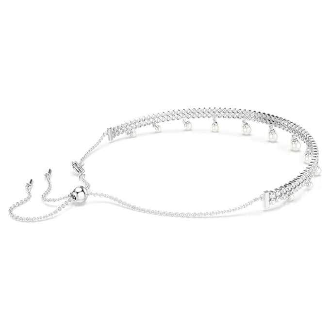 Ariana Grande X Swarovski Choker med krystalperle, rundslibet, hvid, rhodineret Ariana Grande X Swarovski Choker med krystalperle, rundslibet, hvid, rhodineret