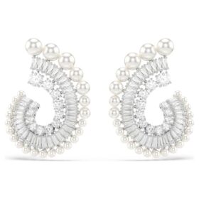 Ariana Grande X Swarovski dråbeøreringe med krystalperle, blandede slibninger, hvid, rhodineret
