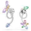Ariana Grande X Swarovski dråbeøreringe med ørekappe i blandede slibninger, guldsmed, blomst, flerfarvet, rhodineret