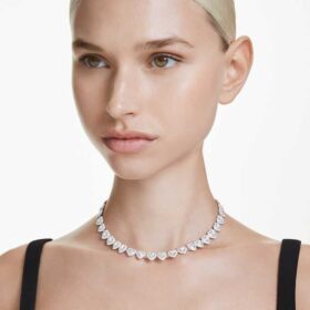 Ariana Grande X Swarovski halskæde med blandede slibninger, hjerte, hvid, rhodineret