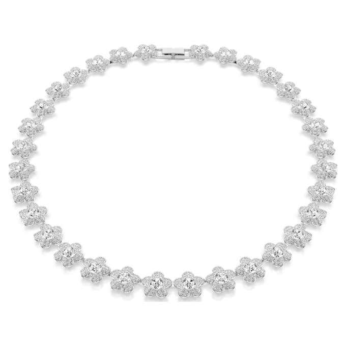 Ariana Grande X Swarovski halskæde, rundslibet, blomst, hvid, rhodineret Ariana Grande X Swarovski halskæde, rundslibet, blomst, hvid, rhodineret