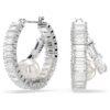 Ariana Grande X Swarovski hoopøreringe med krystalperler, baguetteslibning, hvid, rhodiumbelagt