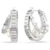 Ariana Grande X Swarovski hoopøreringe med krystalperler, baguetteslibning, hvid, rhodiumbelagt