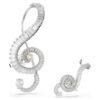 Ariana Grande X Swarovski klipsøreringe, asymmetrisk design, krystalperle, baguetteslibning, hvid, rhodiumbelagt