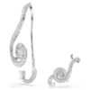 Ariana Grande X Swarovski klipsøreringe, asymmetrisk design, krystalperle, baguetteslibning, hvid, rhodiumbelagt