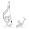 Ariana Grande X Swarovski klipsøreringe, asymmetrisk design, krystalperle, baguetteslibning, hvid, rhodiumbelagt