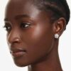 Ariana Grande X Swarovski øreringe med krystalperle, rundslibning, blomst, hvid, rhodineret