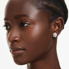 Ariana Grande X Swarovski øreringe med krystalperle, rundslibning, blomst, hvid, rhodineret