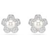 Ariana Grande X Swarovski øreringe med krystalperle, rundslibning, blomst, hvid, rhodineret