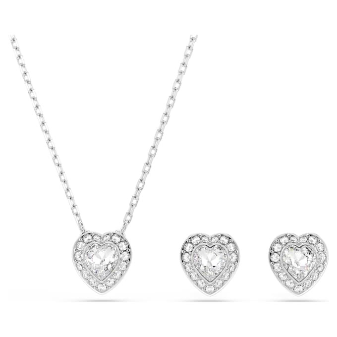 Ariana Grande X Swarovski-sæt med blandede slibninger, hjerte, hvid, rhodiumbelagt Ariana Grande X Swarovski-sæt med blandede slibninger, hjerte, hvid, rhodiumbelagt