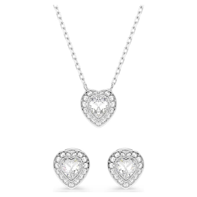 Ariana Grande X Swarovski-sæt med blandede slibninger, hjerte, hvid, rhodiumbelagt Ariana Grande X Swarovski-sæt med blandede slibninger, hjerte, hvid, rhodiumbelagt