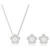 Ariana Grande X Swarovski-sæt med krystalperler, rundslibning, blomst, hvid, rhodineret Ariana Grande X Swarovski-sæt med krystalperler, rundslibning, blomst, hvid, rhodineret