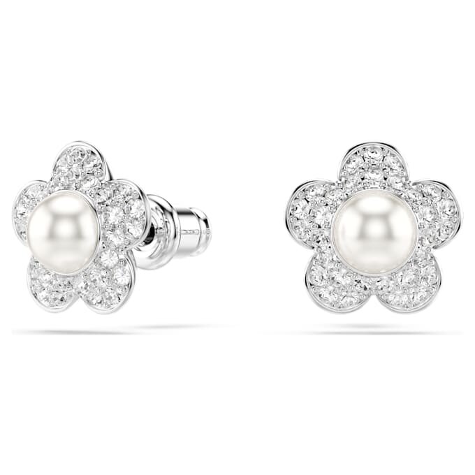 Ariana Grande X Swarovski-sæt med krystalperler, rundslibning, blomst, hvid, rhodineret Ariana Grande X Swarovski-sæt med krystalperler, rundslibning, blomst, hvid, rhodineret