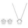 Ariana Grande X Swarovski-sæt med krystalperler, rundslibning, blomst, hvid, rhodineret Ariana Grande X Swarovski-sæt med krystalperler, rundslibning, blomst, hvid, rhodineret