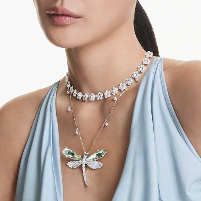 Ariana Grande X Swarovski halskæde, rundslibet, blomst, hvid, rhodineret Ariana Grande X Swarovski halskæde, rundslibet, blomst, hvid, rhodineret