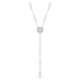 Ariana Grande X Swarovski Y halskæde med blandede slibninger, krystalperle, hjerte, hvid, rhodineret