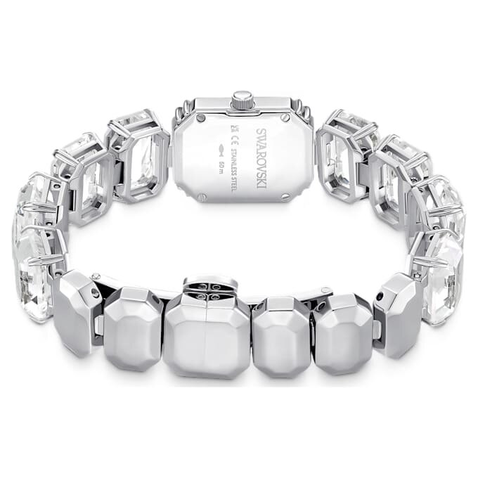 Armbåndsur med ottekantede krystaller, hvidt, rustfrit stål Armbåndsur med ottekantede krystaller, hvidt, rustfrit stål