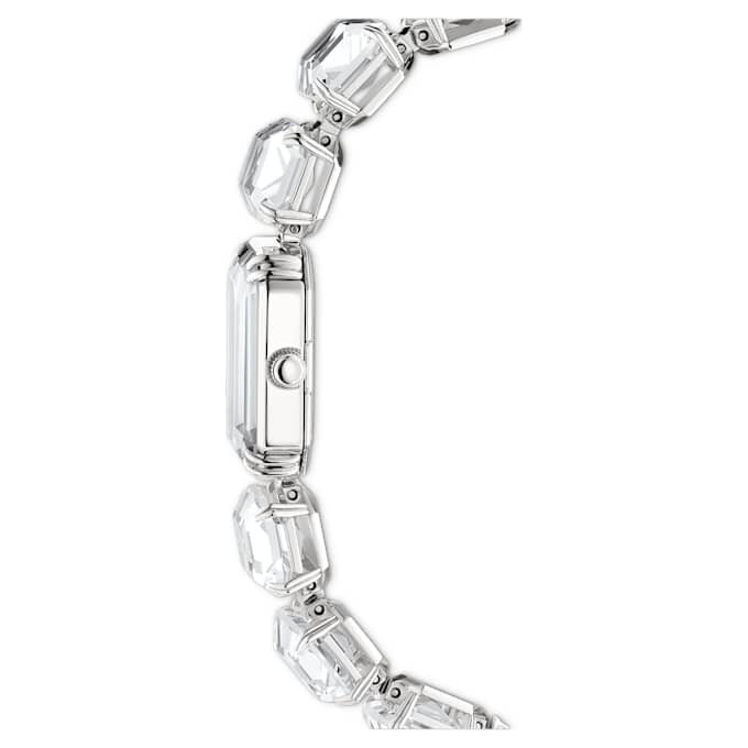 Armbåndsur med ottekantede krystaller, hvidt, rustfrit stål Armbåndsur med ottekantede krystaller, hvidt, rustfrit stål