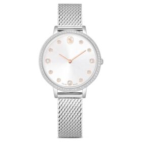 Clarica-ur, Swiss Made, metalarmbånd, sølvfarvet, rustfrit stål