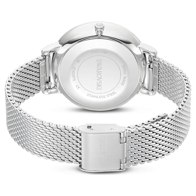 Clarica-ur, Swiss Made, metalarmbånd, sølvfarvet, rustfrit stål Clarica-ur, Swiss Made, metalarmbånd, sølvfarvet, rustfrit stål