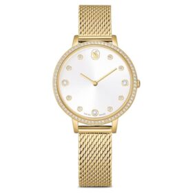 Clarica-ure, fremstillet i Schweiz, metalarmbånd, guldfarvet, guldfarvet finish