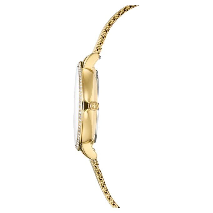 Clarica-ure, fremstillet i Schweiz, metalarmbånd, guldfarvet, guldfarvet finish Clarica-ure, fremstillet i Schweiz, metalarmbånd, guldfarvet, guldfarvet finish