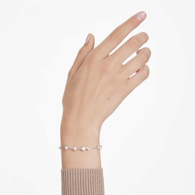 Constella-armbånd med krystalperler, runde slibninger, hvidt, rhodiumbelagt Constella-armbånd med krystalperler, runde slibninger, hvidt, rhodiumbelagt