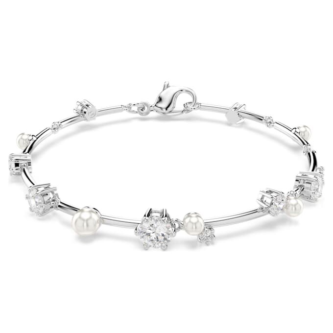 Constella-armbånd med krystalperler, runde slibninger, hvidt, rhodiumbelagt Constella-armbånd med krystalperler, runde slibninger, hvidt, rhodiumbelagt