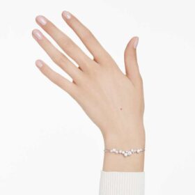 Constella armring med krystalperler, runde slibninger, hvid, rhodineret