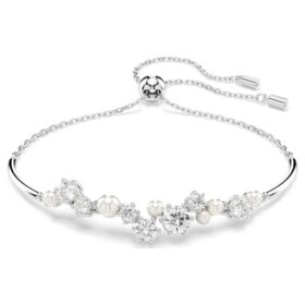Constella armring med krystalperler, runde slibninger, hvid, rhodineret