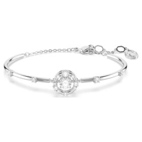 Constella armring, rundslibning, dansende sten, hvid, rhodineret