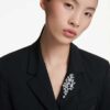 Constella-broche med krystalperle, rundslibet, hvid, rhodiumbelagt