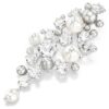 Constella-broche med krystalperle, rundslibet, hvid, rhodiumbelagt