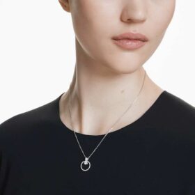 Constella vedhæng med pavé, rundslibning, hvid, rhodineret