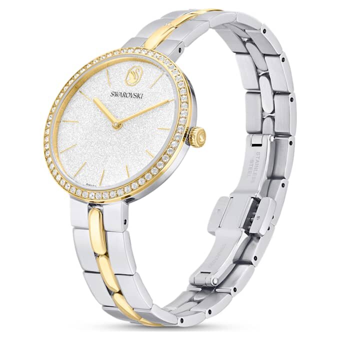 Cosmopolitan-ure, fremstillet i Schweiz, metalarmbånd, sølvfarvet, finish i blandede metaller Cosmopolitan-ure, fremstillet i Schweiz, metalarmbånd, sølvfarvet, finish i blandede metaller