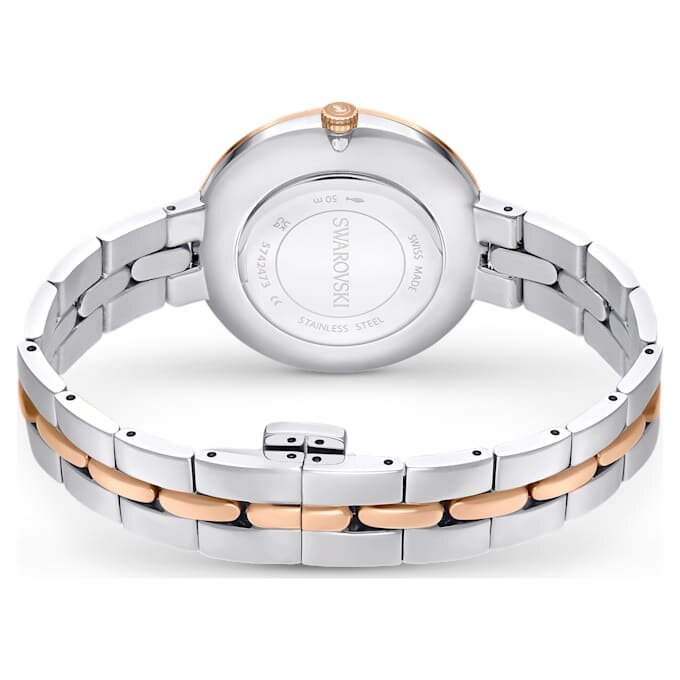Cosmopolitan-ure, fremstillet i Schweiz, metalarmbånd, sølvfarvet, finish i blandede metaller Cosmopolitan-ure, fremstillet i Schweiz, metalarmbånd, sølvfarvet, finish i blandede metaller