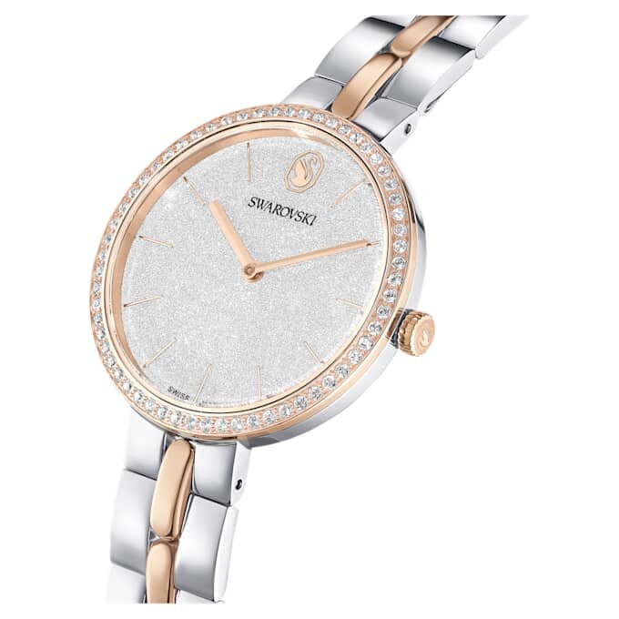 Cosmopolitan-ure, fremstillet i Schweiz, metalarmbånd, sølvfarvet, finish i blandede metaller Cosmopolitan-ure, fremstillet i Schweiz, metalarmbånd, sølvfarvet, finish i blandede metaller